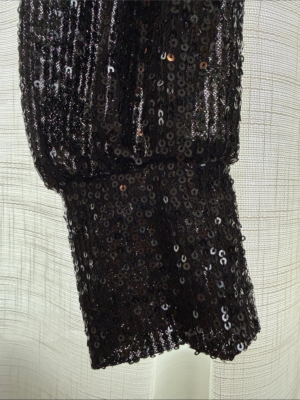 NWT Black Sequin Long Sleeve V-Neck Crop Top XL - Picture 4 of 8